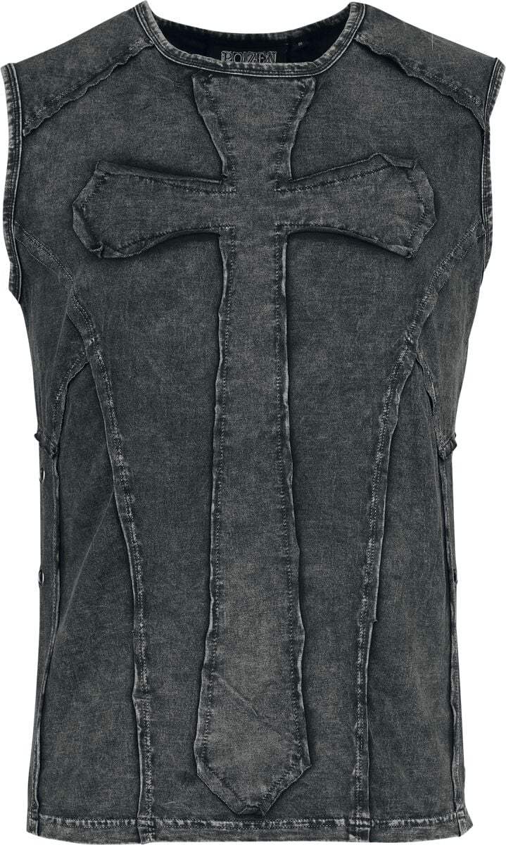 Poizen Industries - Gothic Tank-Top - Crux Noctis Vest Mens Grey Stonewash - S bis XXL - für Männer - Größe S - grau