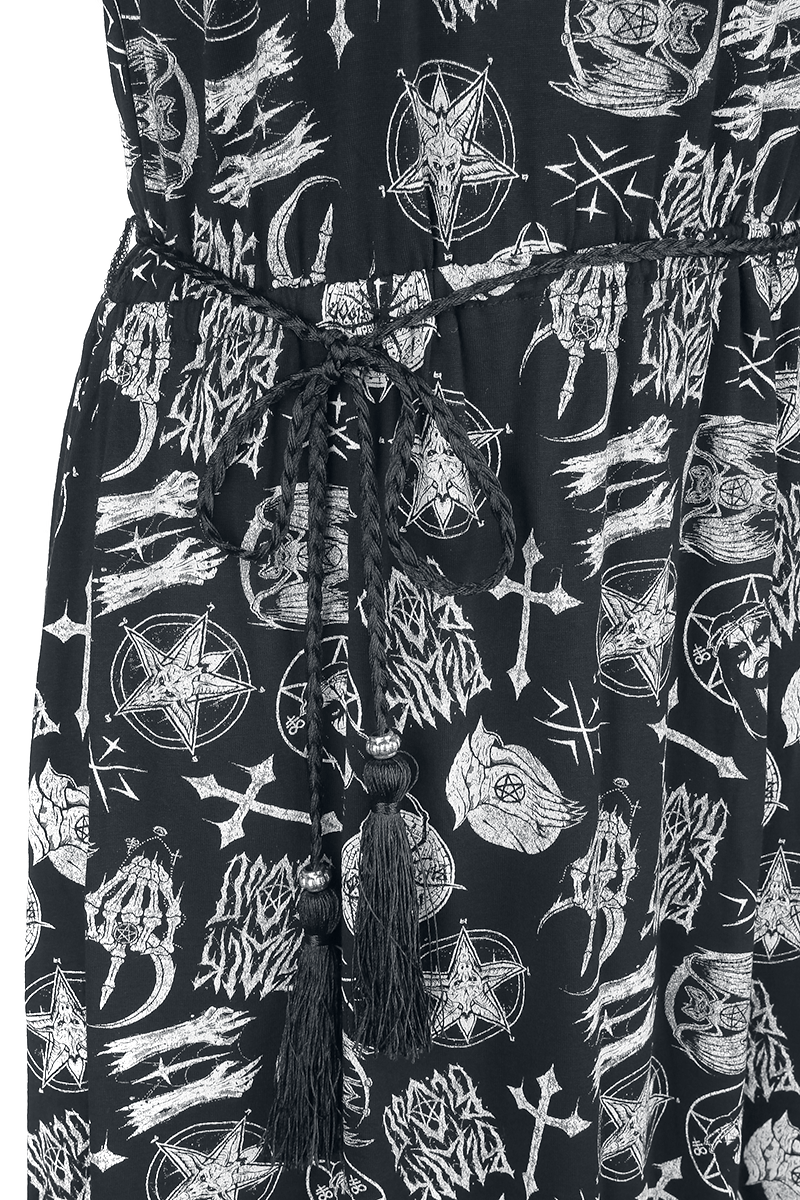 Black Blood by Gothicana Maxikleid mit Alloverprint Langes Kleid schwarz - 50.01% Rabatt
