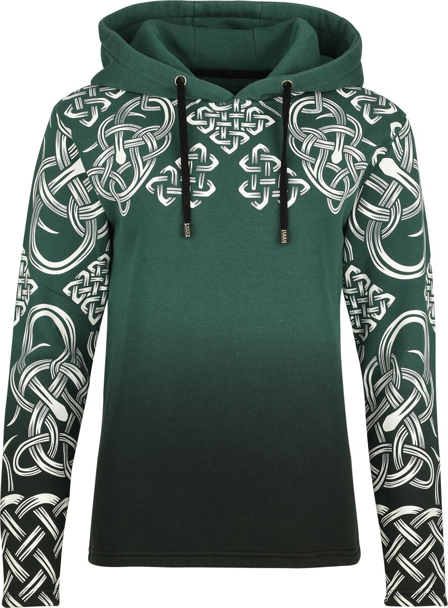 Black Premium By Emp Smaragd-grüner Kapuzenpullover Mit Keltisch Anmutendem Print Kapuzenpullover Grün In Xxl