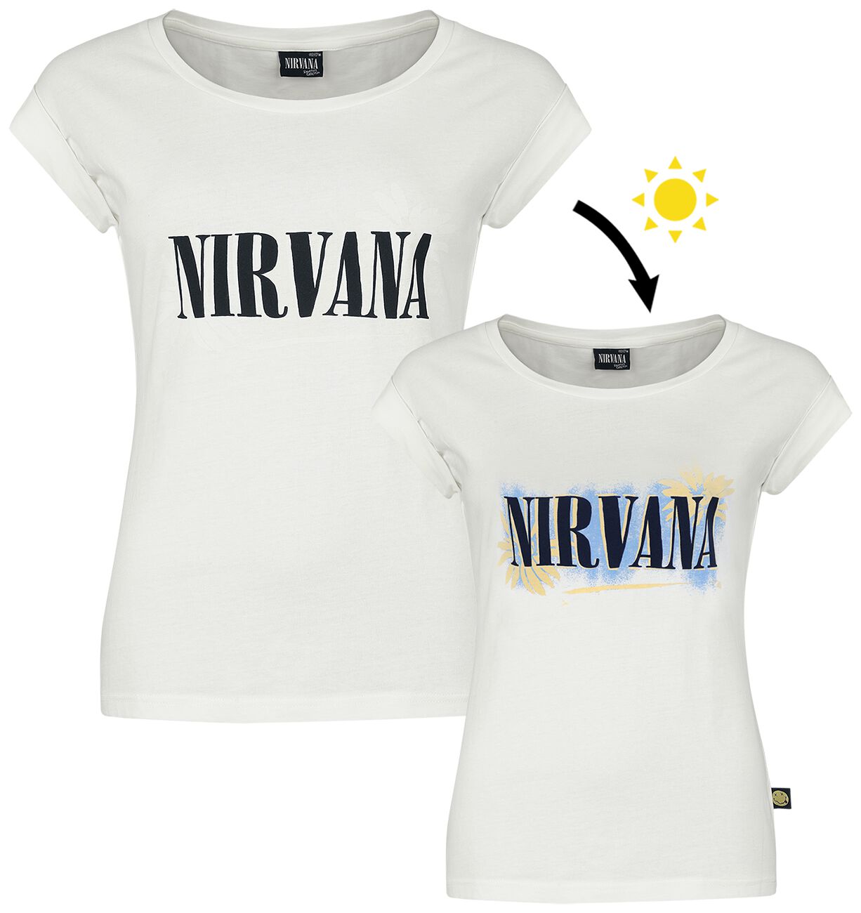 T-Shirt Manches courtes de Nirvana - EMP Signature Collection - S à XXL - pour Femme - blanc cassé