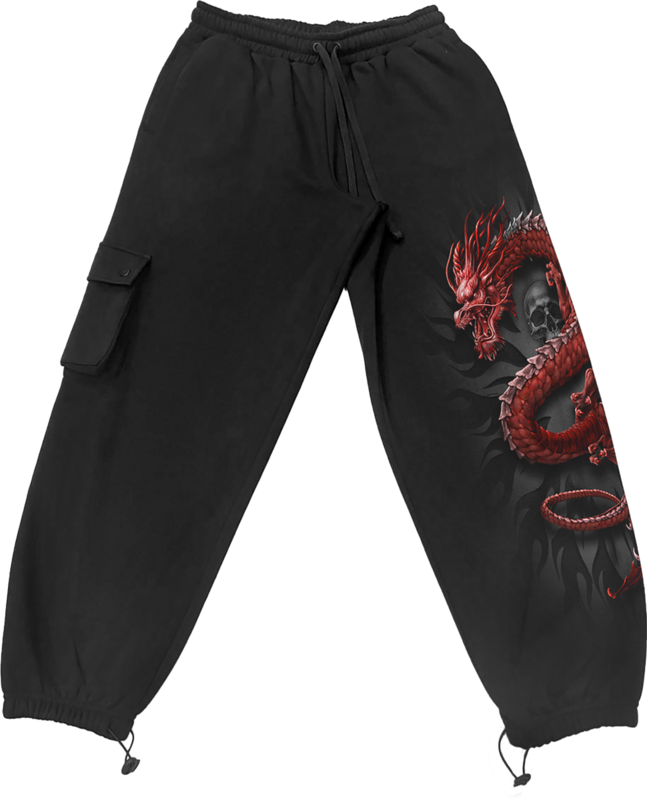 Spodnie dresowe  z Spiral - Oriental Dragon - Casual Cargo Joggers - Mężczyźni - czarny