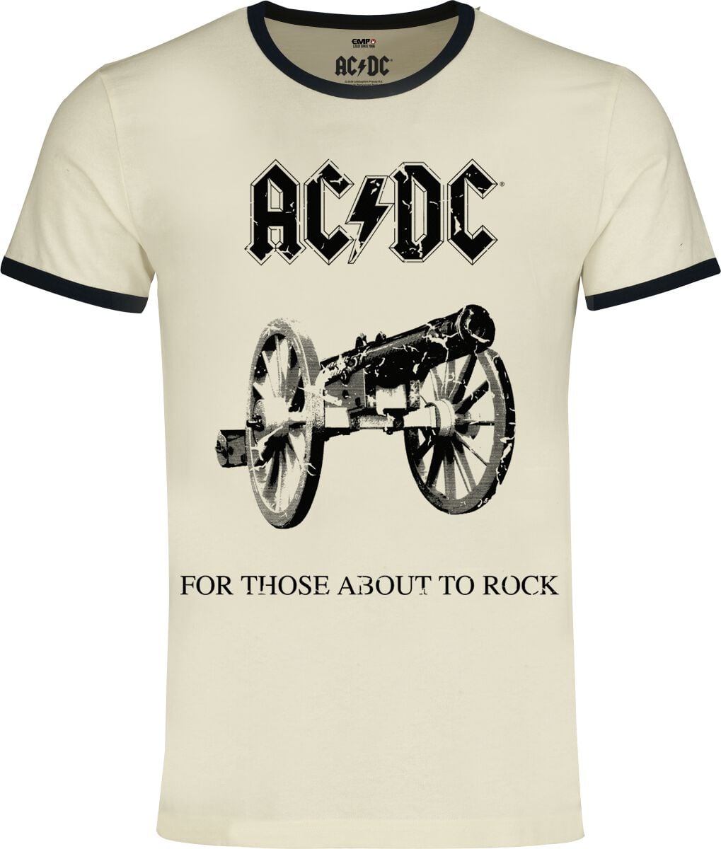 T-Shirt Manches courtes  de AC/DC - For Those About To Rock - Ringer Shirt - S à 5XL - pour Homme - blanc cassé
