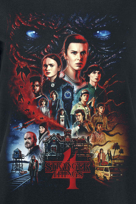 Stranger Things T-Shirt - Season 4 Poster - S bis XXL - für Damen - Größe XL - schwarz  - EMP exklusives Merchandise!