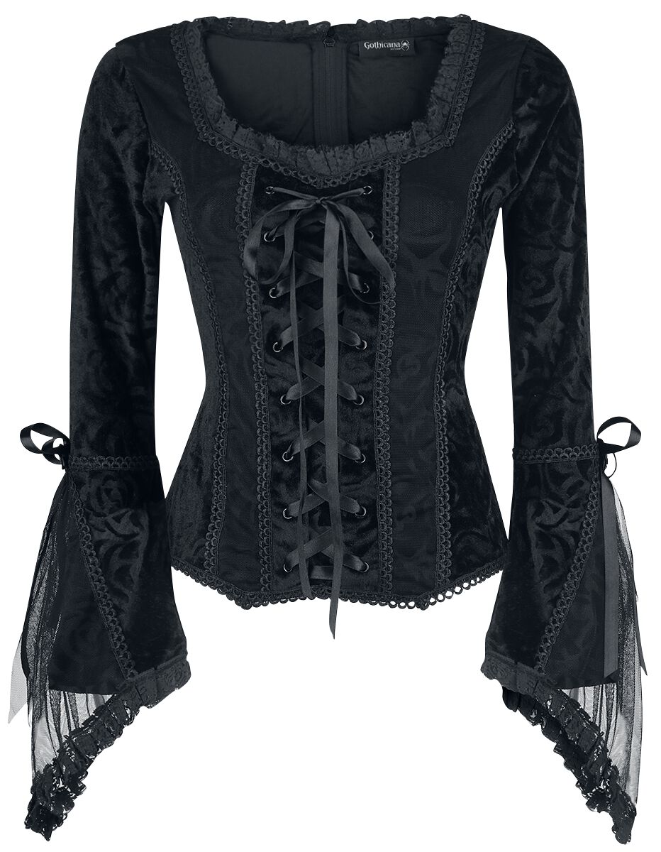 Gothicana by EMP - Gothic Langarmshirt - Rosemary - S bis 3XL - für Damen - Größe XL - schwarz