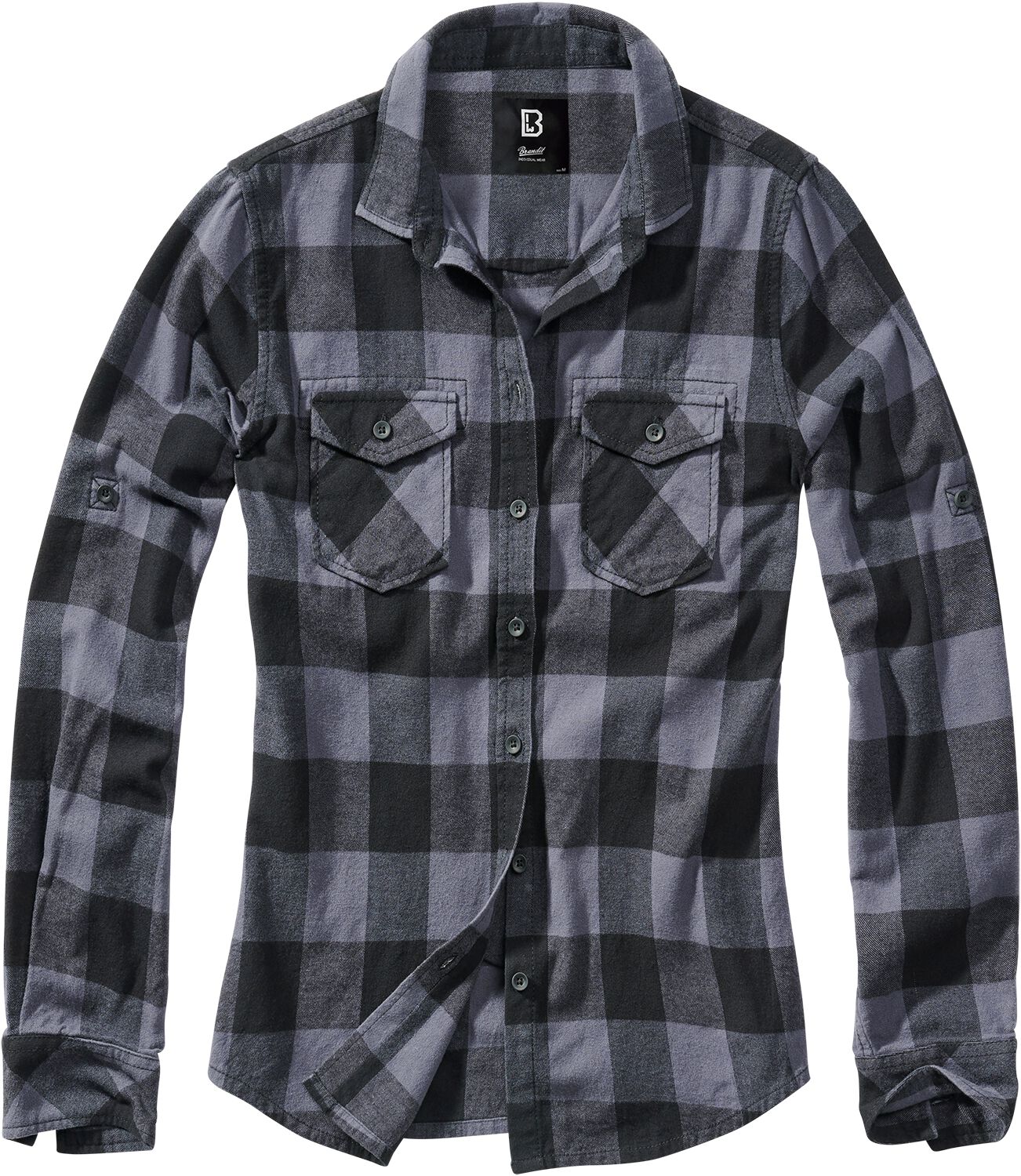 Brandit Flanellhemd - Amy Flanell Checkshirt - XXL bis 5XL - für Damen - Größe 5XL - schwarz/grau