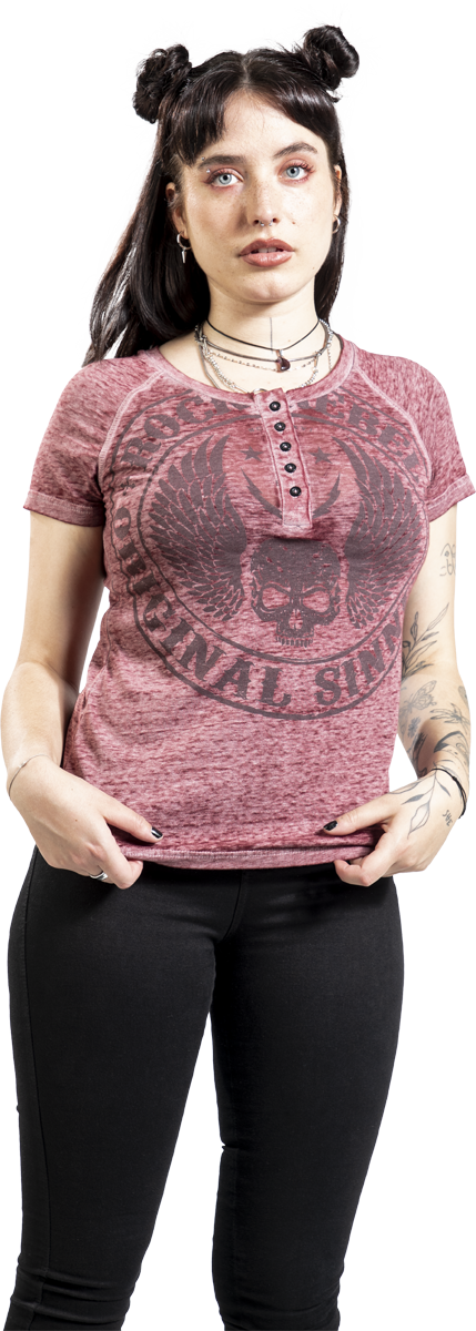 Thumbnail - Rock Rebel by EMP Skulls & Details T-Shirt bordeaux in M