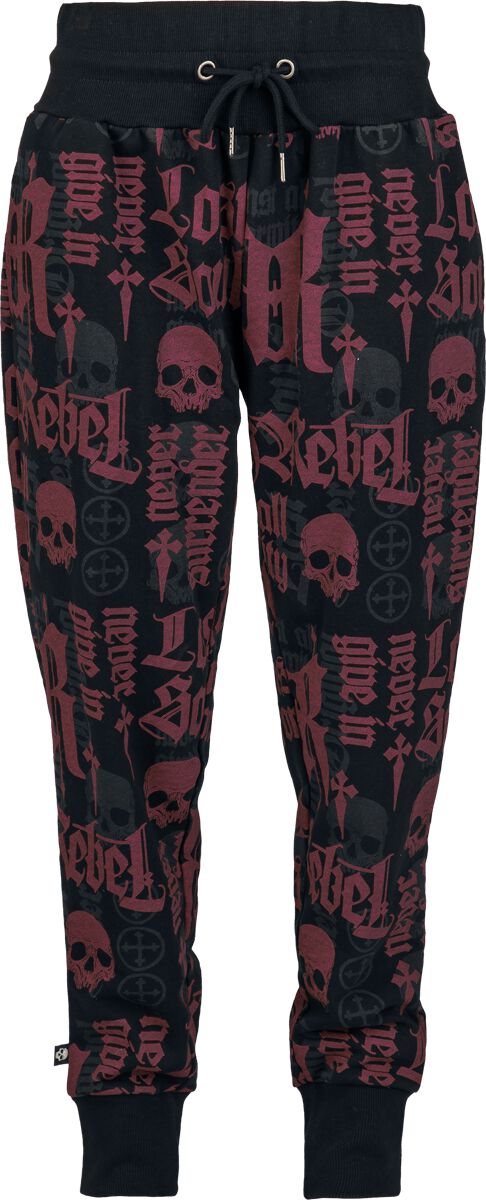 Pantaloni tuta  di Rock Rebel by EMP - Pantaloni con stampa Rock Rebel - Donna - nero