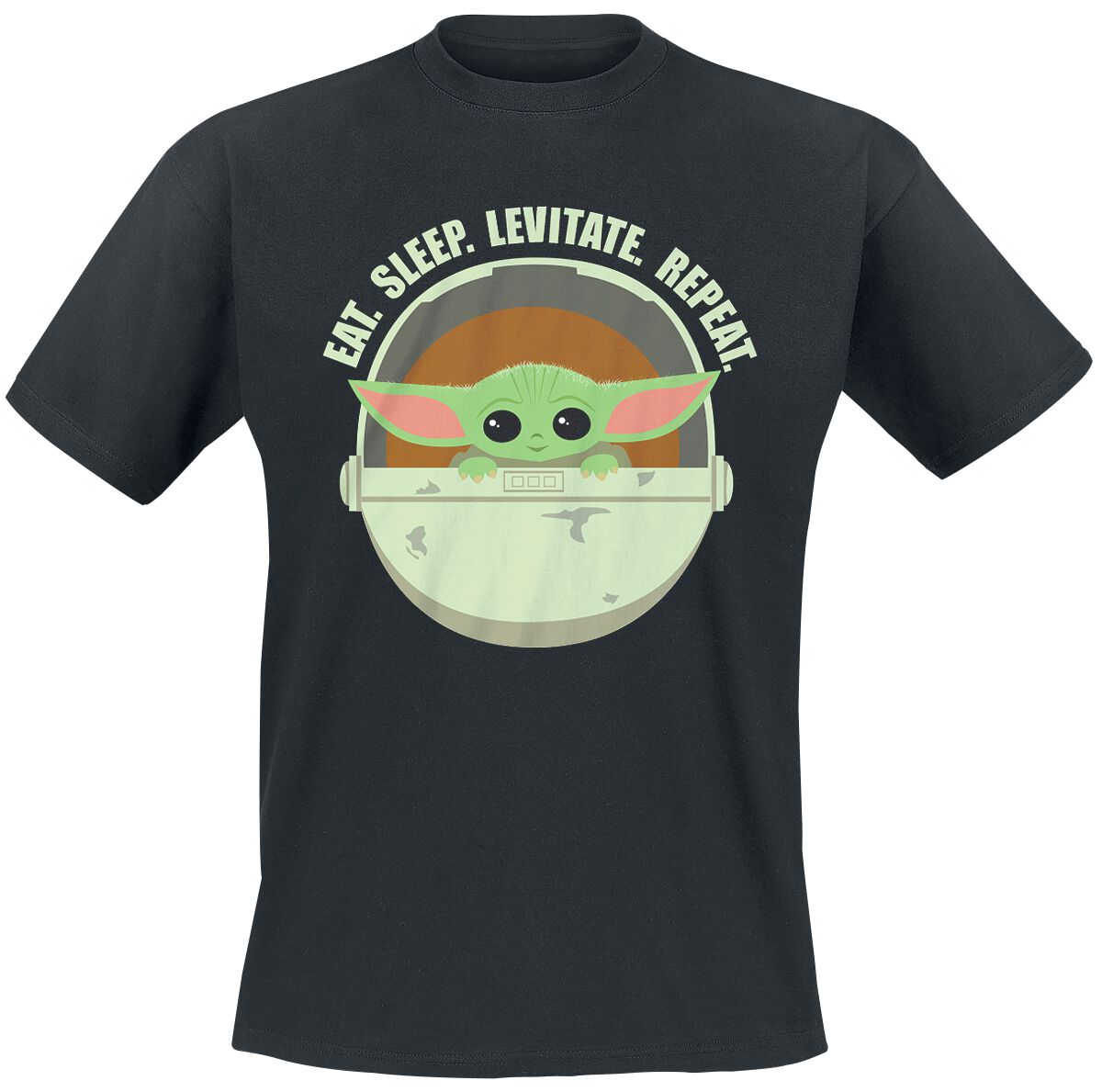 Star Wars T-Shirt - The Mandalorian - Eat. Sleep. Levitate. Repeat. - Grogu - S bis 4XL - für Männer - Größe 4XL - schwarz  - Lizenzierter Fanartikel
