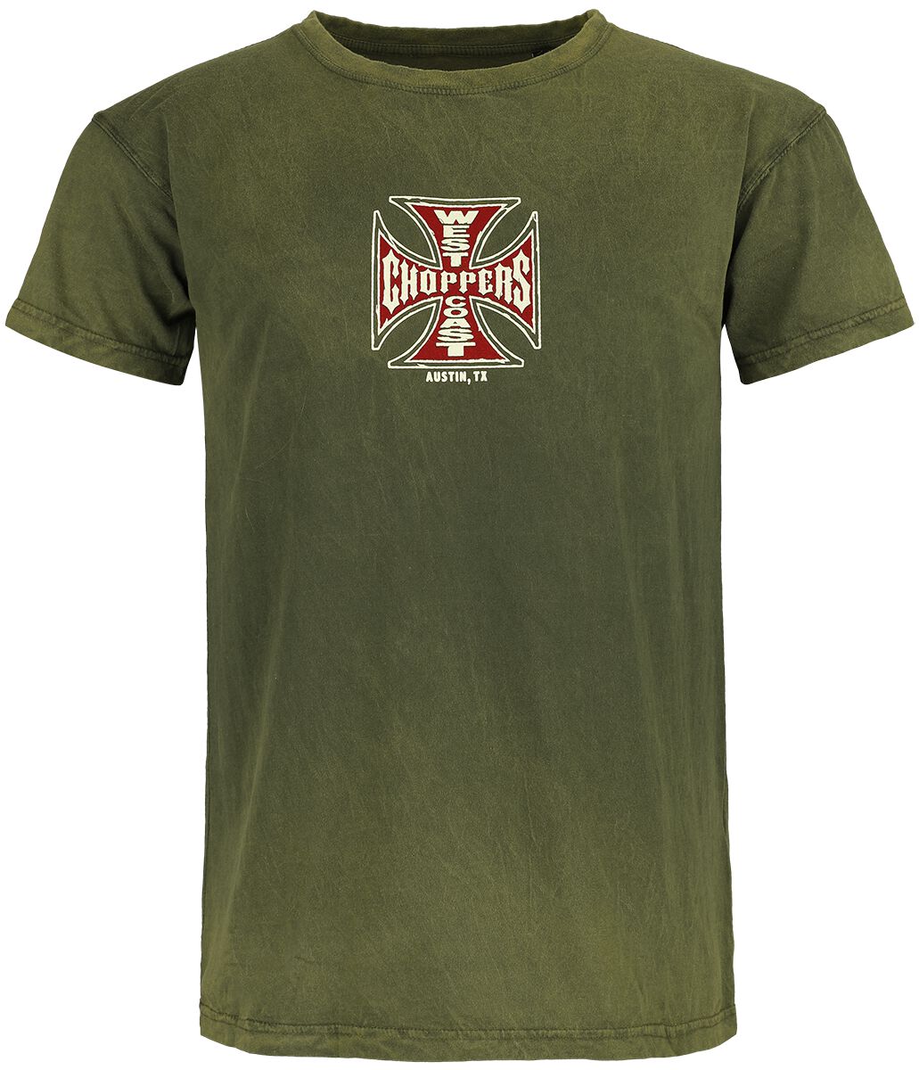 Image of T-Shirt di West Coast Choppers - WCC Motorcycle Co. - Vintage Green Wash - S a XXL - Uomo - verde