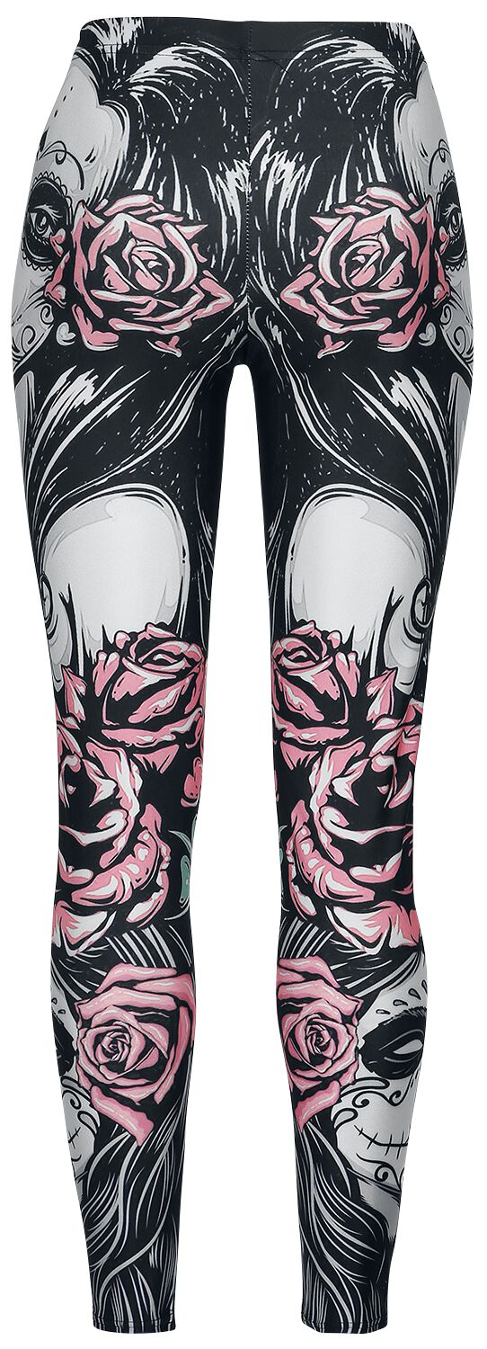 Image of Leggings Gothic di Ocultica - Muerta Roses Leggings - S a M - Donna - multicolore