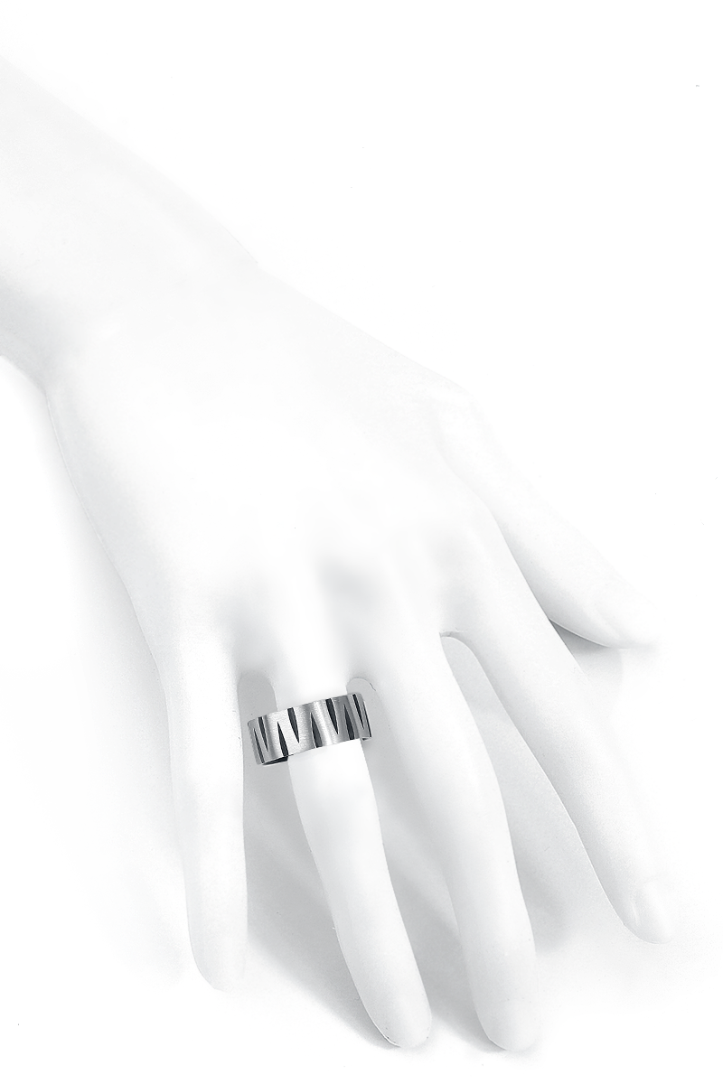 etNox Kerben Ring schwarz silberfarben