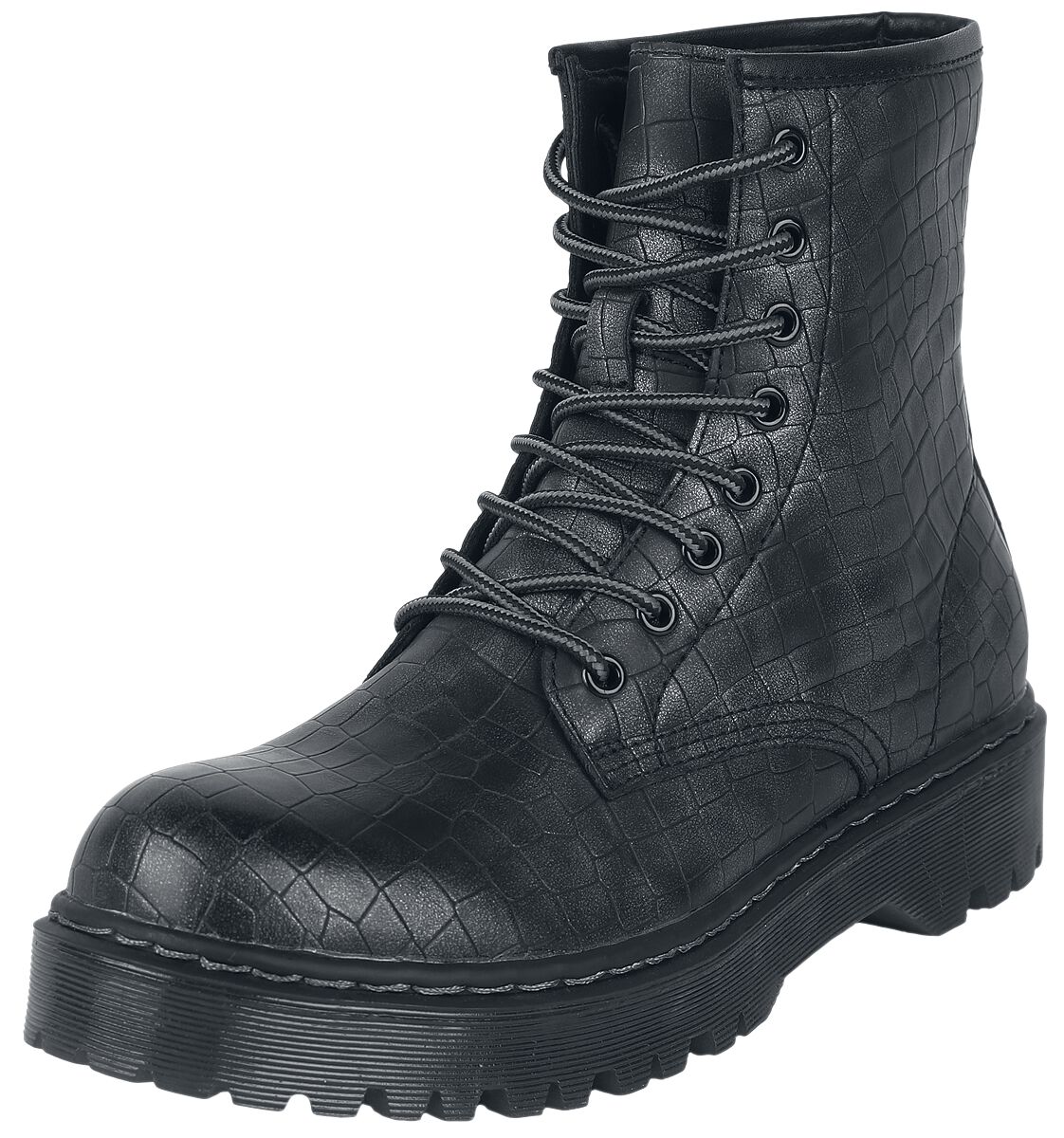 Image of Stivali di Black Premium by EMP - Lace-up boots with crocodile skin pattern - EU37 a EU41 - Donna - nero