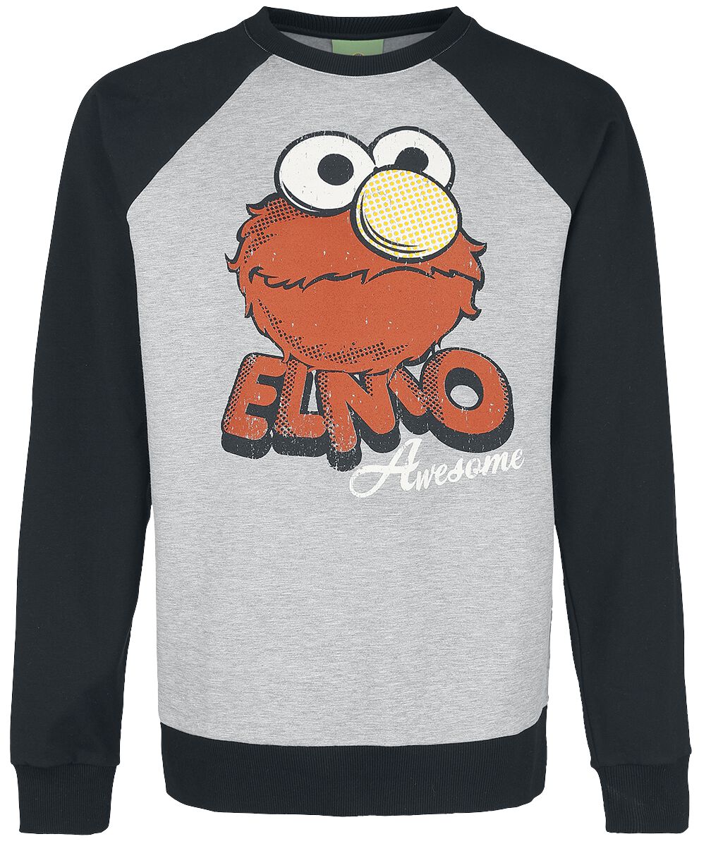 Sesamstraße Sweatshirt - Elmo - M - für Männer - Größe M - grau meliert/schwarz  - EMP exklusives Merchandise!