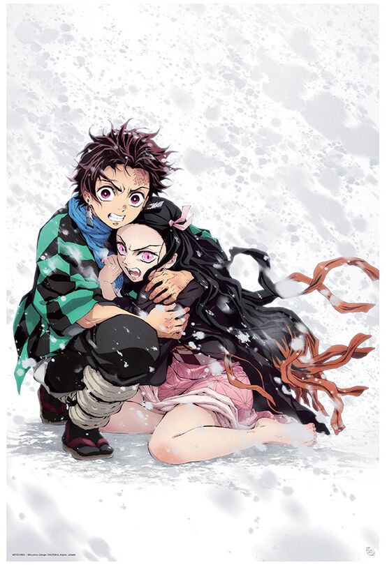 Demon Slayer Tanjiro & Nezuko Snow Poster multicolor Demon Slayer Tanjiro & Nezuko Snow Poster multicolor