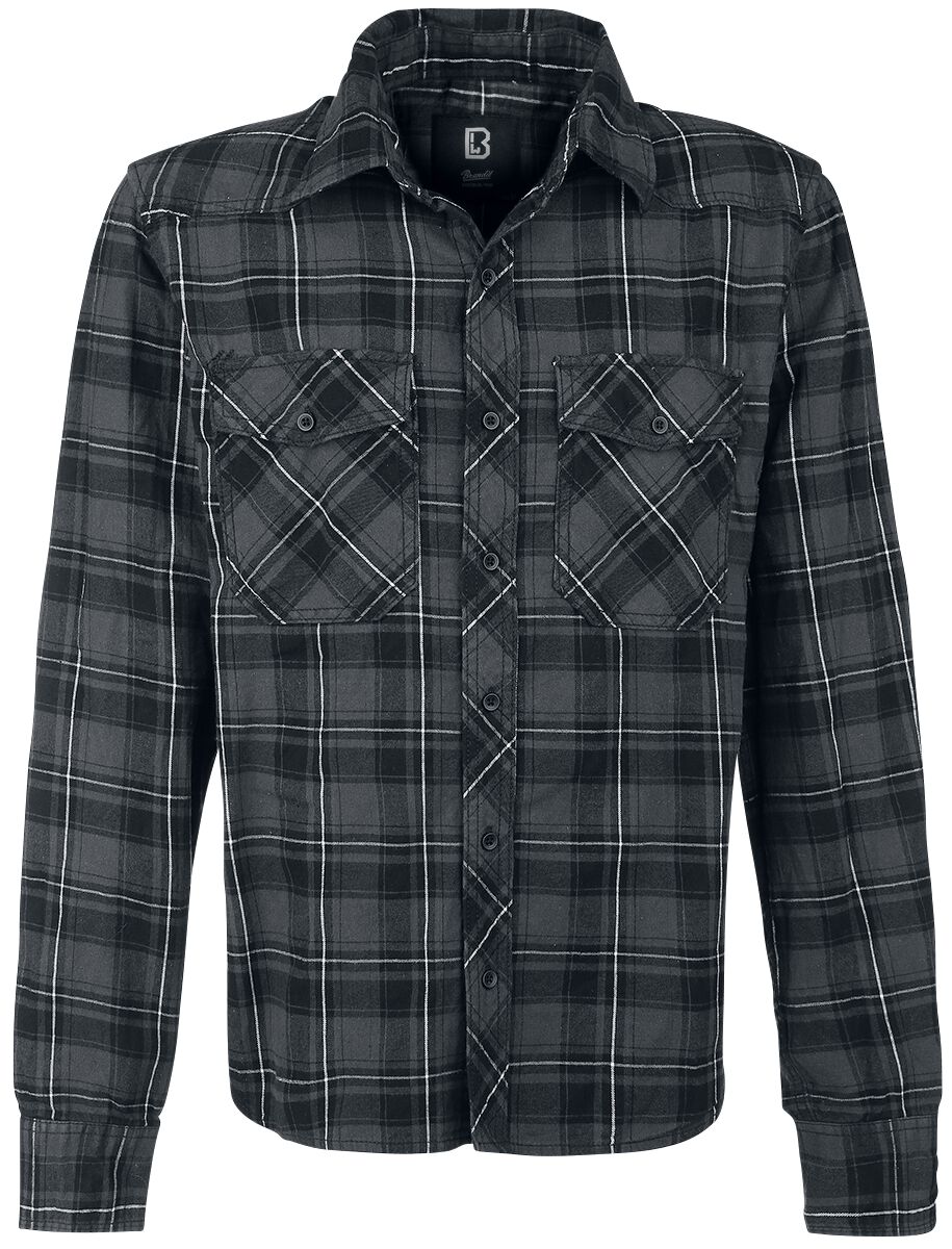 Brandit Flanellhemd - Checkshirt - XL bis 7XL - für Männer - Größe XL - grau/schwarz/weiß