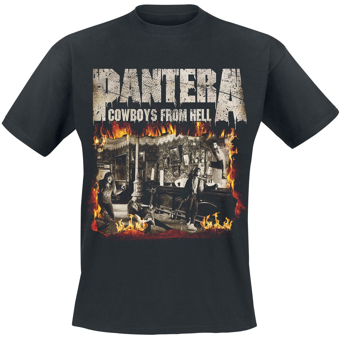 Pantera T-Shirt - Cowboys From Hell - Fire Frame - S bis XXL - für Männer - Größe L - schwarz  - Lizenziertes Merchandise!
