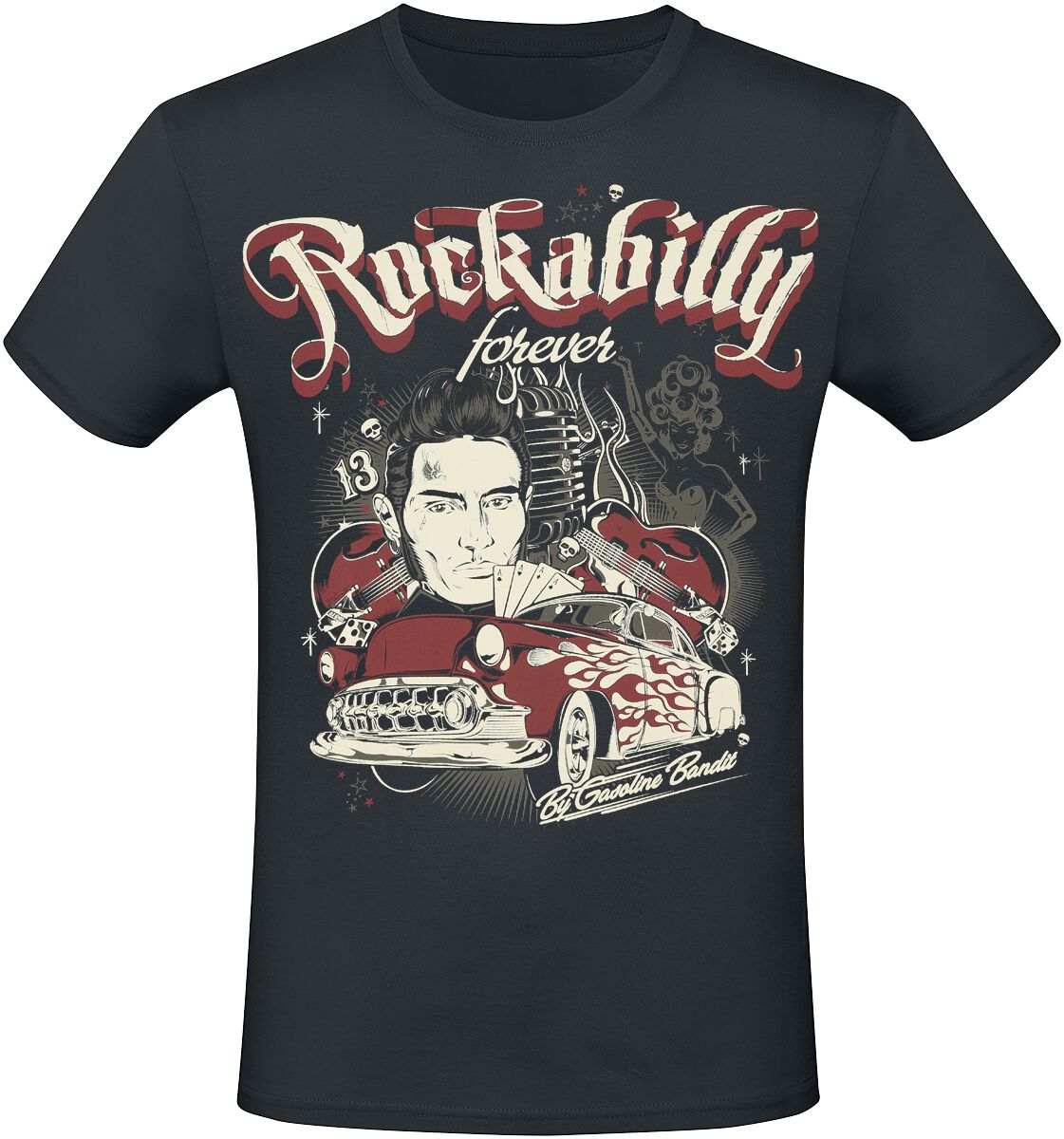 Rockabilly T-Shirt - Rockabilly - S bis 4XL - für Männer - Größe S - schwarz - Männer - male