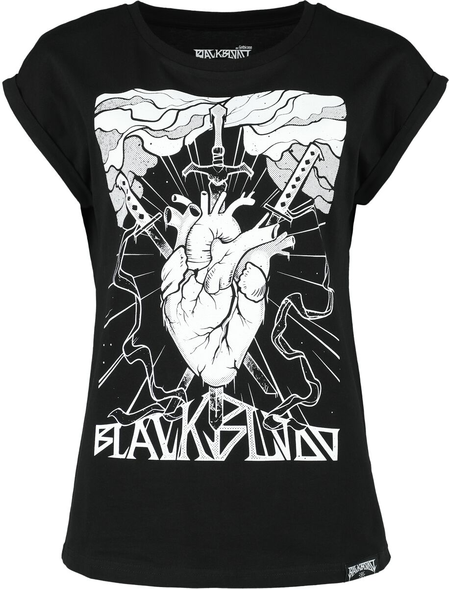 Levně Black Blood by Gothicana T-Shirt with Heart Print Dámské tričko černá