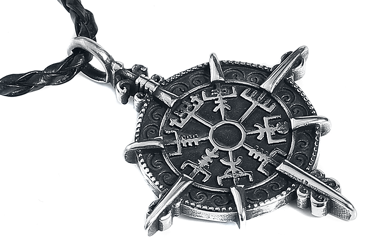 URBANTIMBER Vegvisir Kompassrose Halskette silberfarben