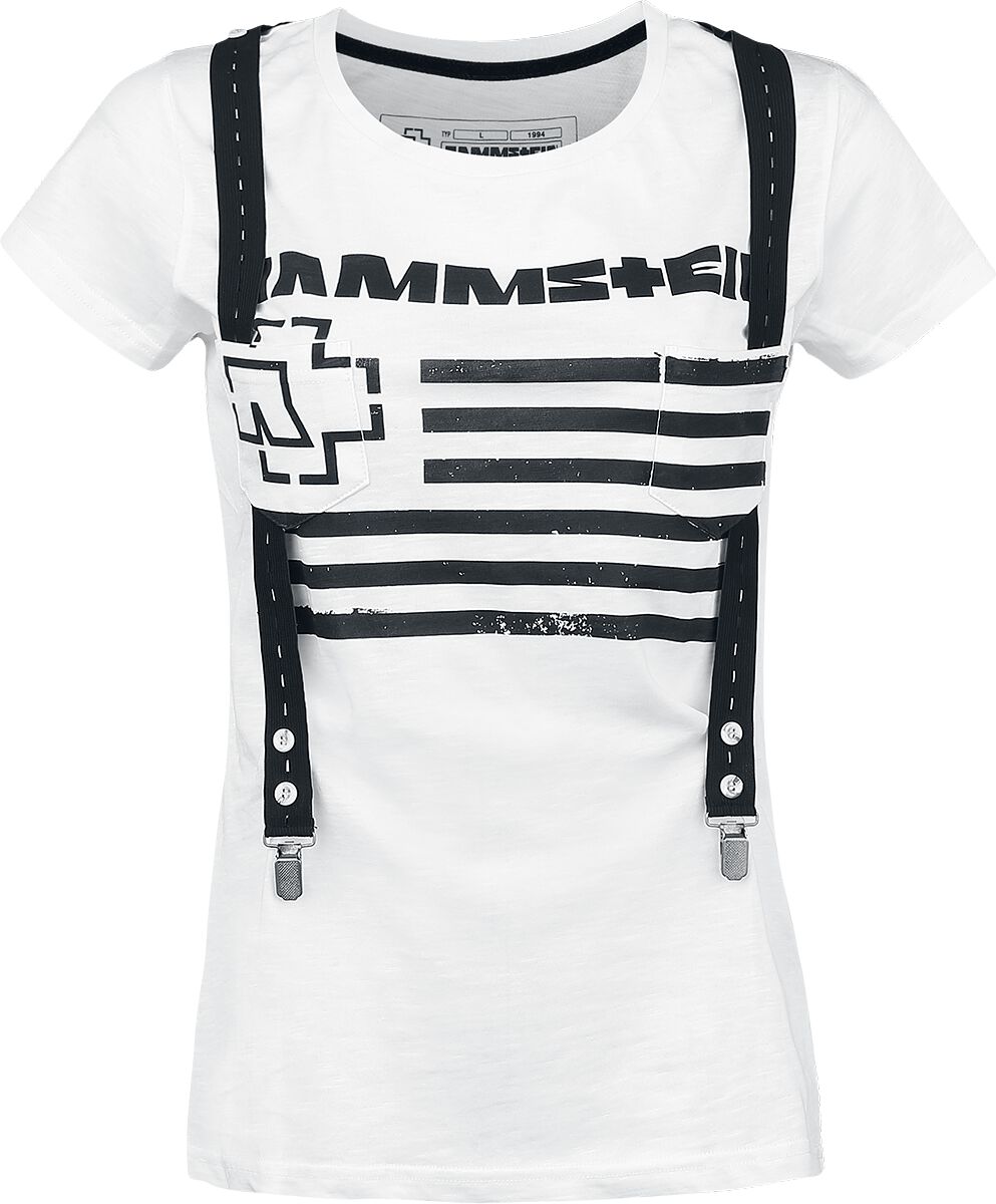 Rammstein T-Shirt - Suspender - S bis XL - für Damen - Größe XL - weiß  - Lizenziertes Merchandise!