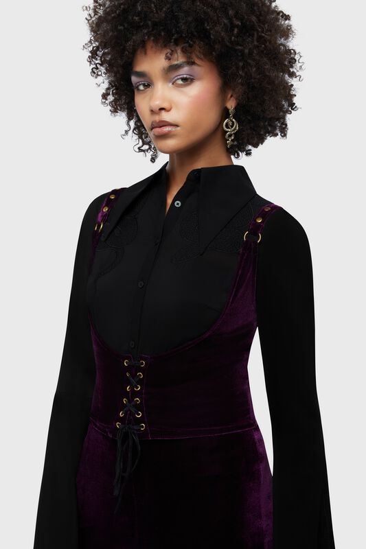 🏷️ Corset Gothic de Killstar - Beneath The Eclipse - Night Petal - Corset Serre-Taille - pour Femme