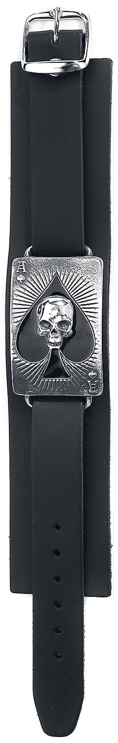Alchemy Gothic Ace Of Dead Spades Lederarmband schwarz silberfarben