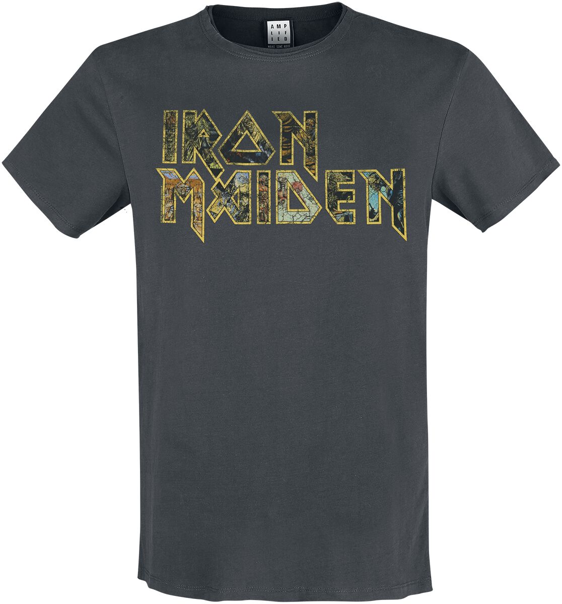 Image of Iron Maiden Amplified Collection - Eddies Logo T-Shirt charcoal