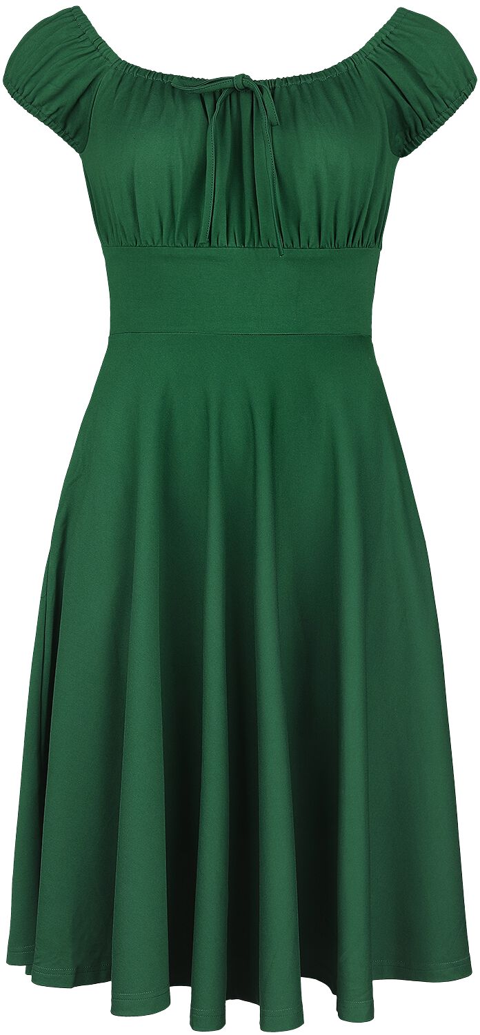 Voodoo Vixen - Rockabilly Kleid knielang - Gathered Neckline Flared Dress - XS bis 4XL - für Damen - Größe XXL - grün