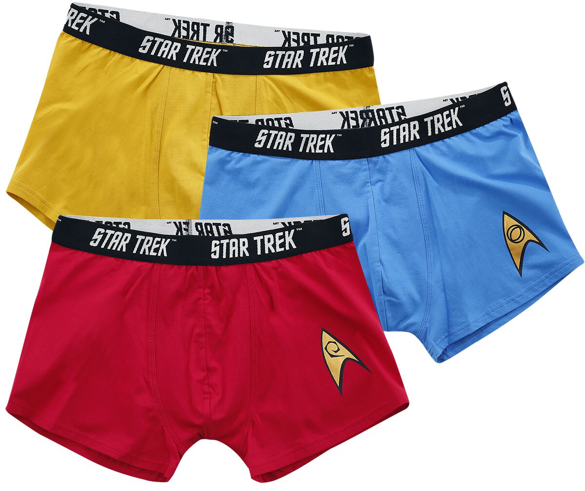 Lot de Boxers de Star Trek - Commander - S à 3XL - pour Homme - bleu/rouge/jaune