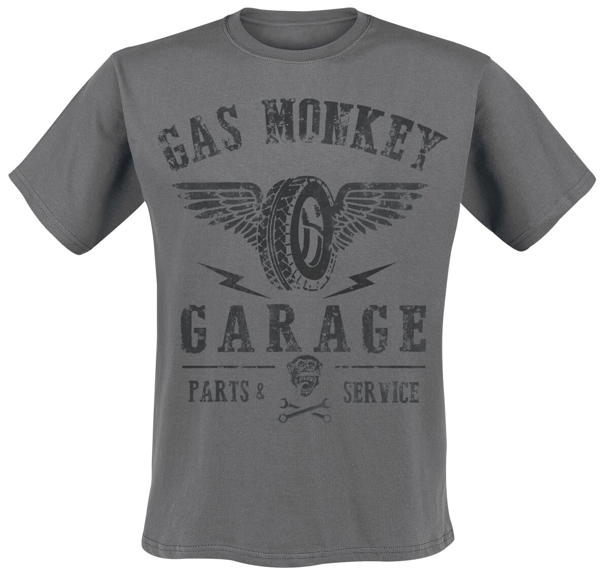 Gas Monkey Garage Tyres Part Service T Shirt charcoal  - Onlineshop EMP