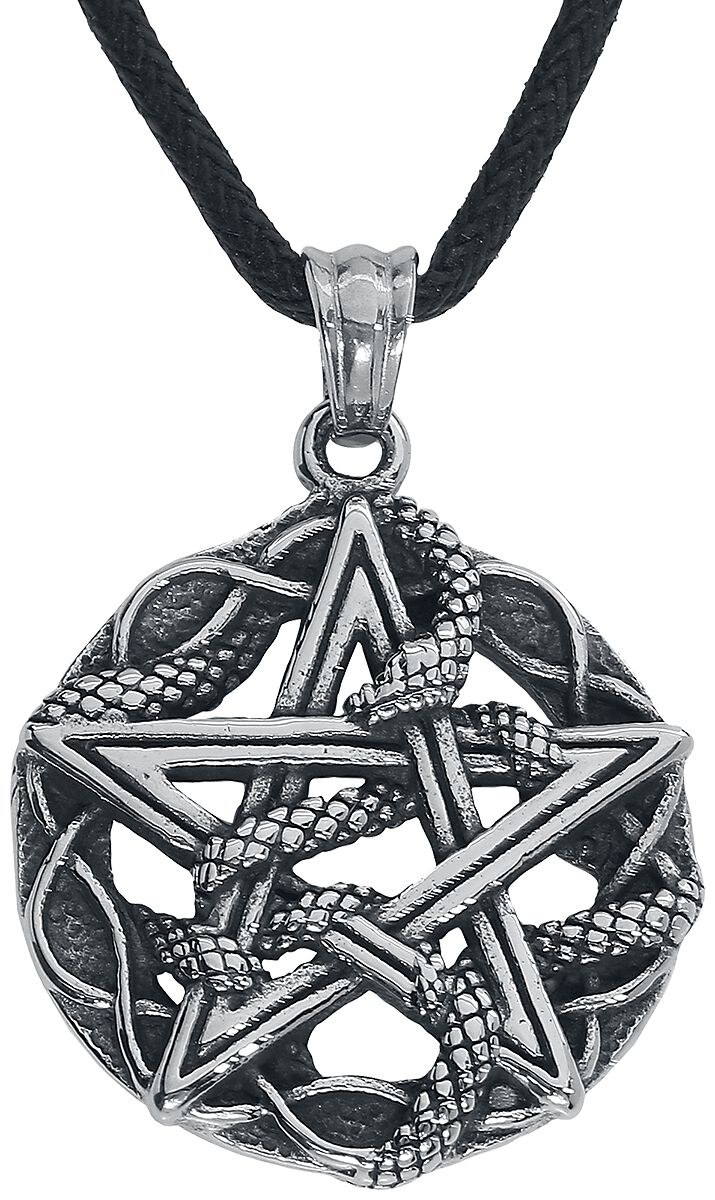 etNox hard and heavy Schlangen Pentagramm Halskette silberfarben
