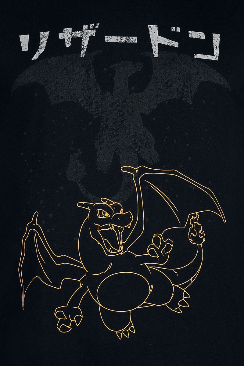 Thumbnail - Pokémon Charizard T-Shirt schwarz in M