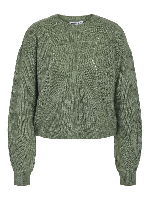Noisy May Knitted Jumper - NMBAILEY L/S O-NECK KNIT NOOS - XS to XL - for Women - green
