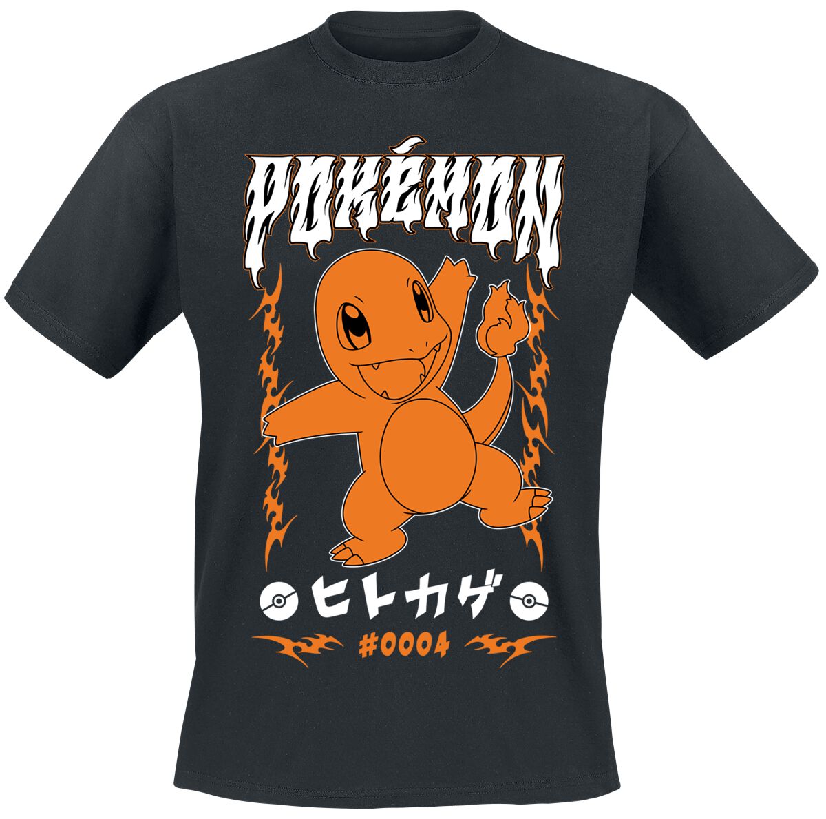 Camiseta  de Pokémon - Charmander rockea - Hombre - Negro