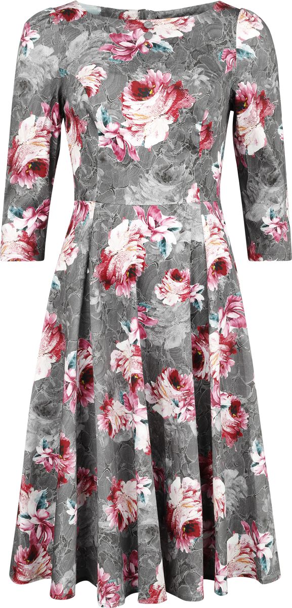 H&R London - Rockabilly Kleid knielang - XS bis 4XL - für Damen - Größe M - multicolor