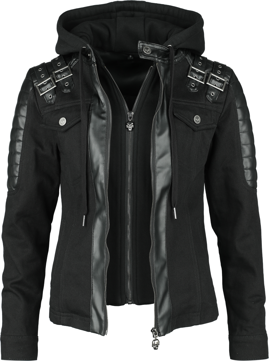 Rock Rebel by EMP  Imitation Leather Jacket - Road Tripping - for Women - black-grey