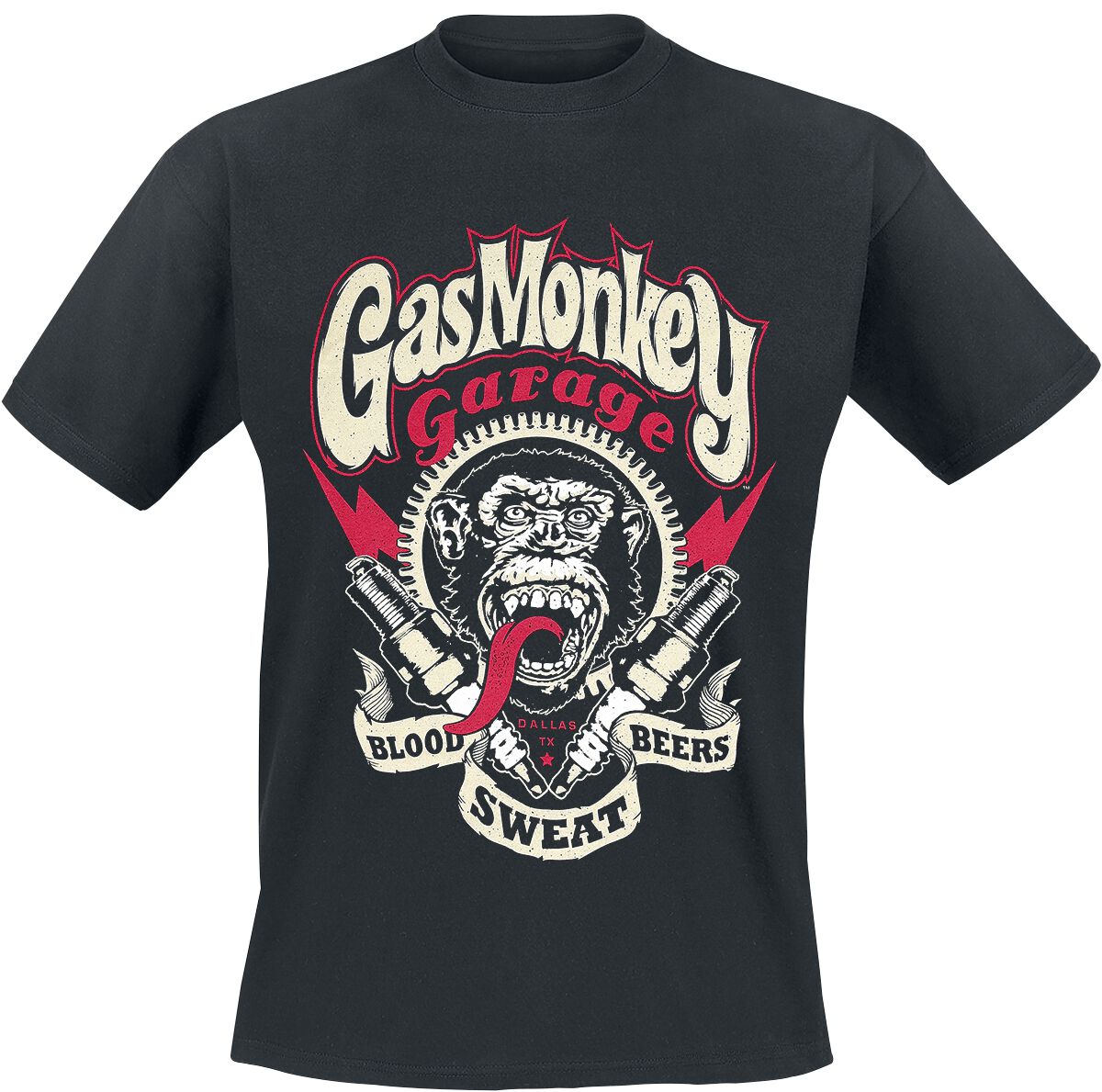 Gas Monkey Garage T-Shirt - Spark Plug - XXL - für Männer - Größe XXL - schwarz  - Lizenzierter Fanartikel