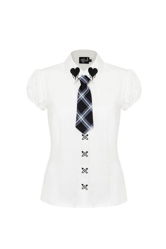 Blus Rockabilly av Hell Bunny - Cornell Blouse - Dam - vit