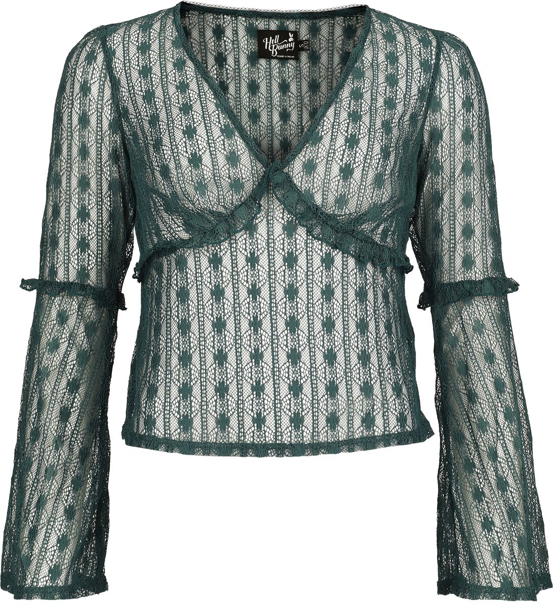 5057633356429 - Hell Bunny Rhianne Top Langarmshirt grün in 3XL