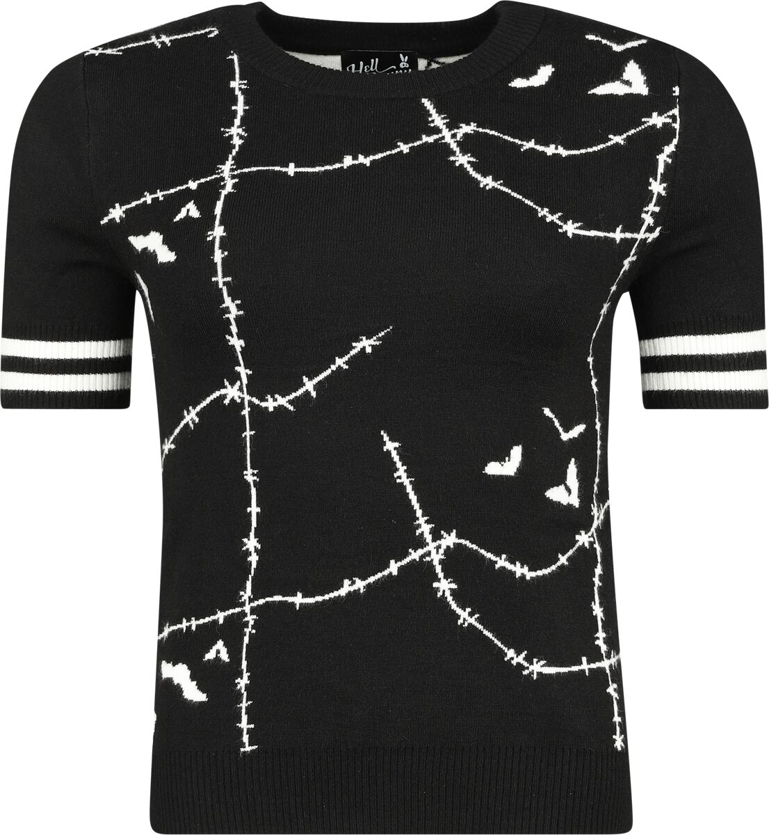Hell Bunny Stitches Top T-Shirt schwarz weiß in XL