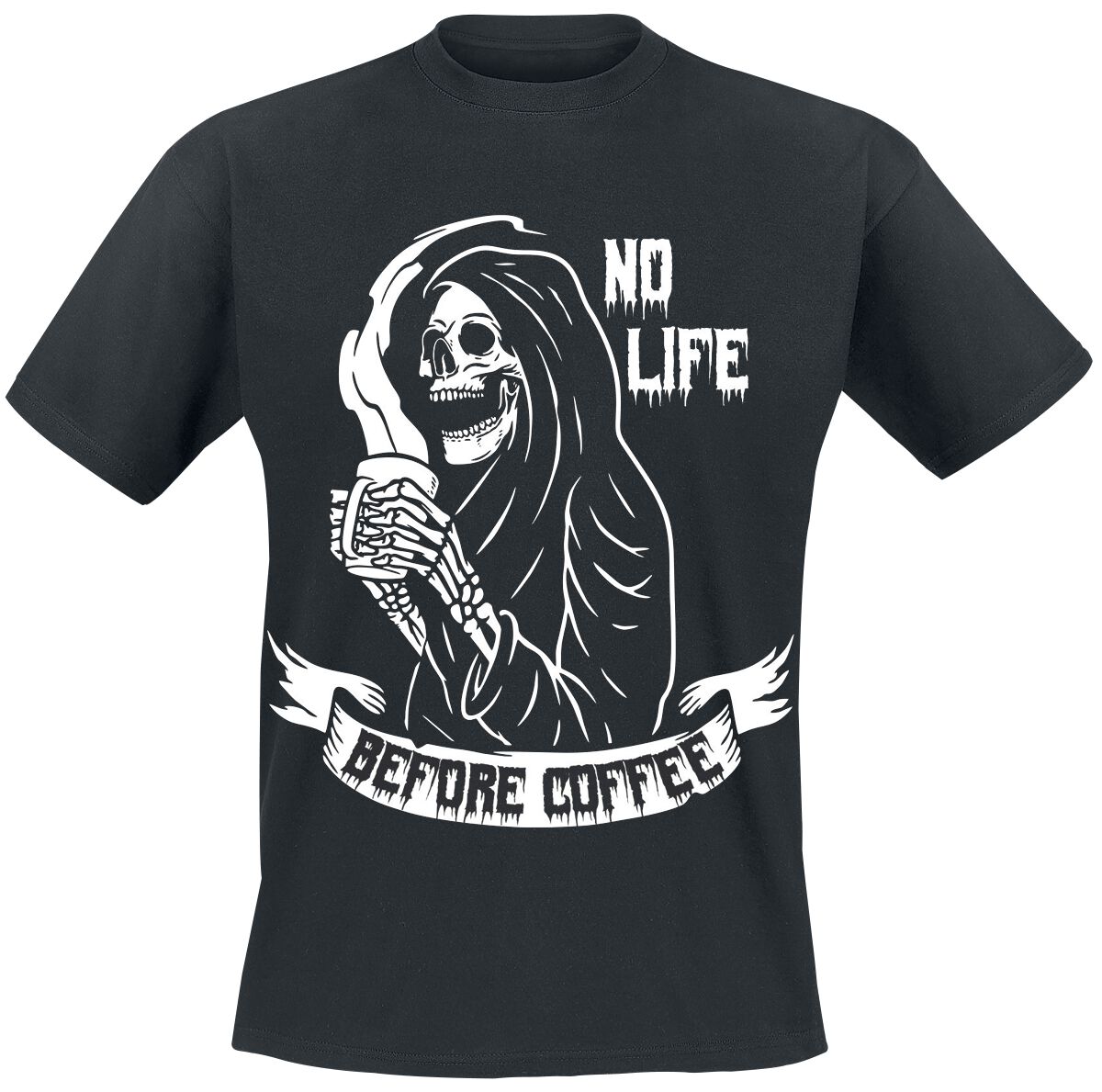 Slogans Funshirt - Slogans - No Life Before Coffee T-Shirt black
