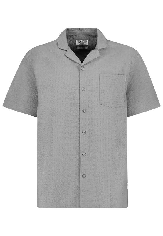 Sublevel SEERSUCKER RESORT SHIRT Kurzarmhemd taupe in XXL