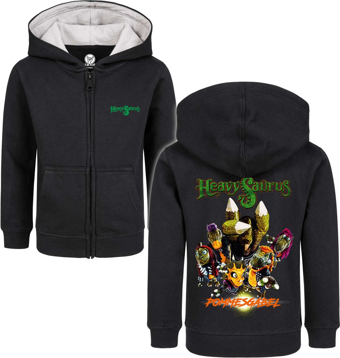 Metal-Kids - Pommesgabel | Heavysaurus Kinder-Kapuzenjacke | EMP