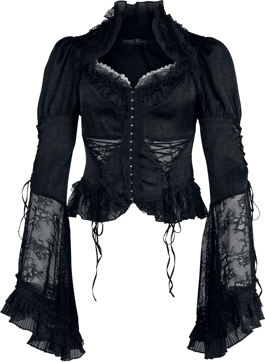 Blus Gothic av Punk Rave - Goth Gorgeous Shirt - Dam - svart