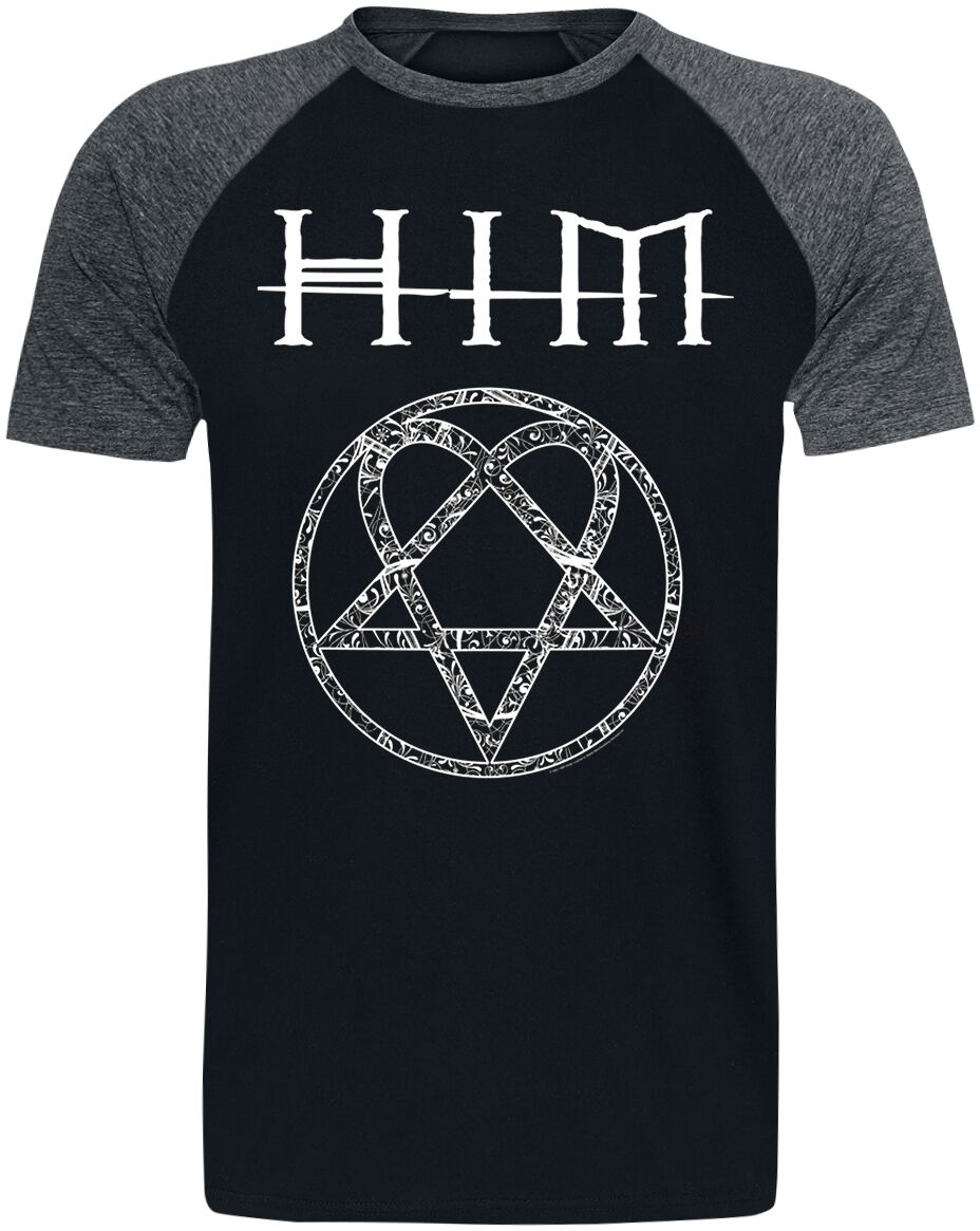 HIM Ornate Heartagram T-Shirt schwarz grau