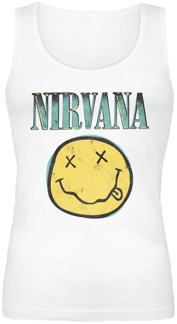 Top de Nirvana - Full Smiley - S à XXL - pour Femme - blanc