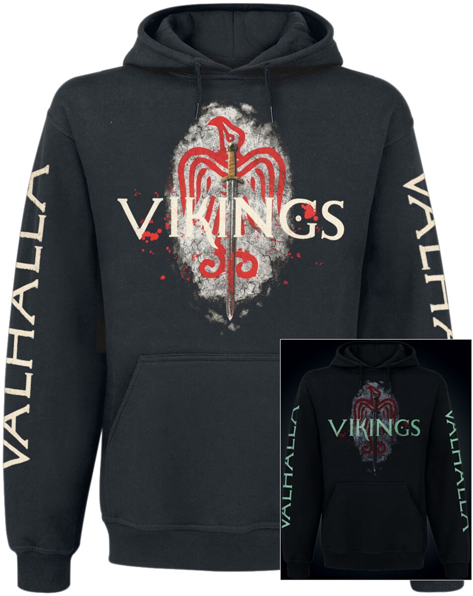 Levně Vikings Valhalla Mikina s kapucí černá