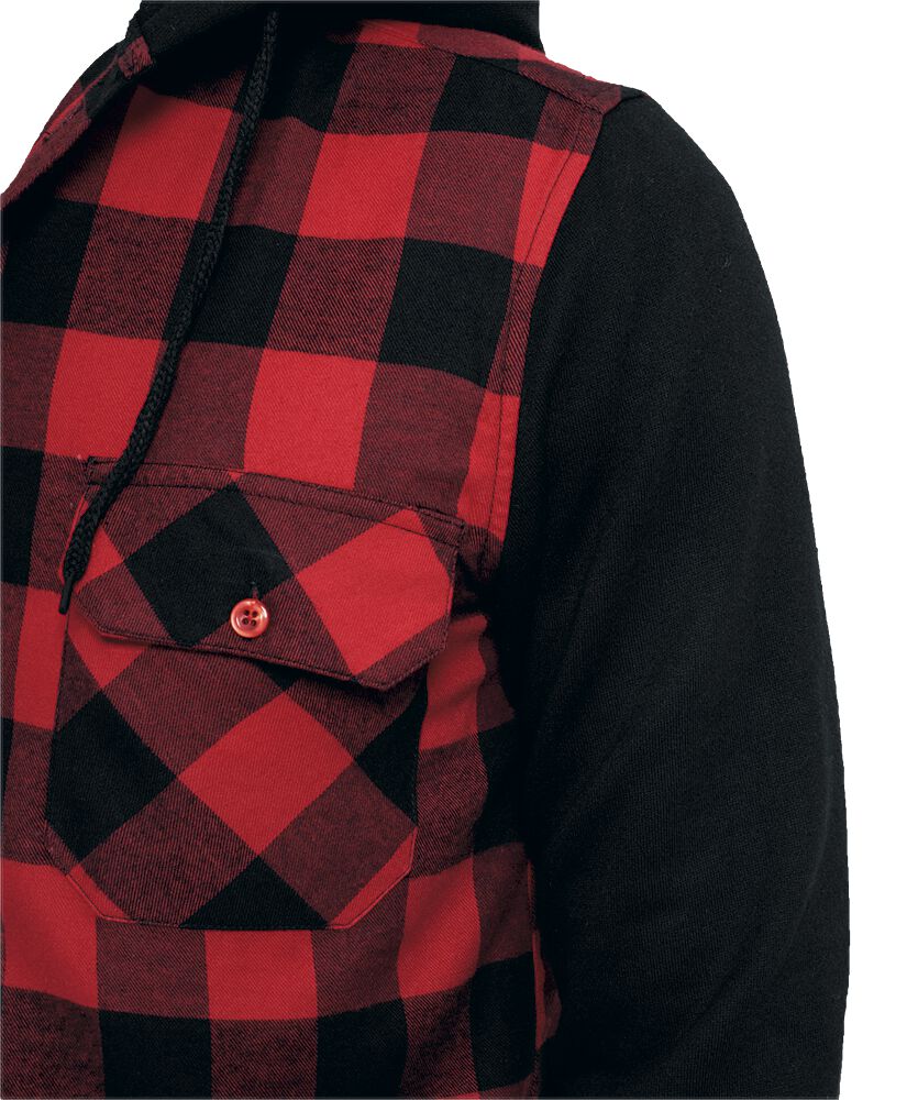 Hooded Checked Flanell Flanellhemd schwarz/rot von Urban Classics