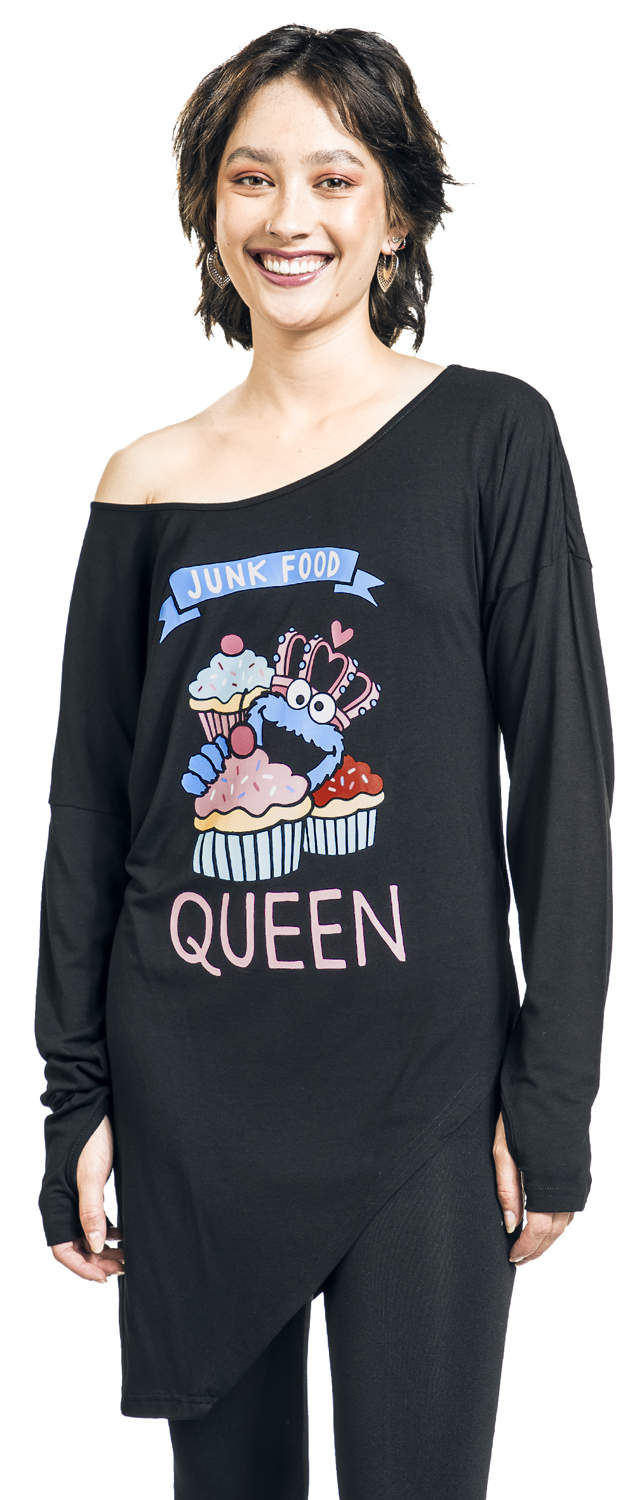 Sesamstraße Junk Food Queen Langarmshirt schwarz