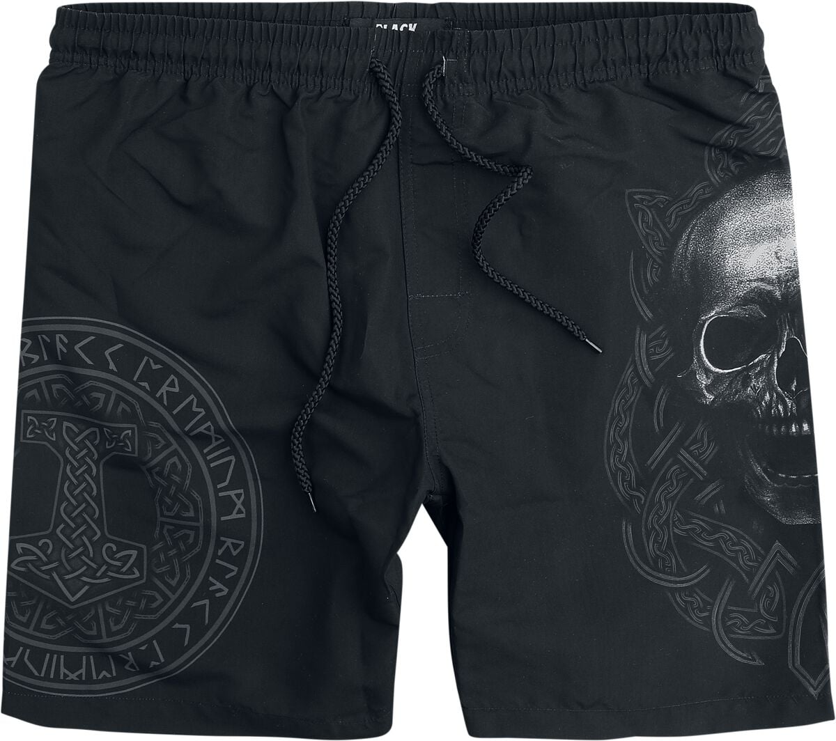 Black Premium by EMP Badeshort - Swim Shorts With Skull And Runes Print - M bis XXL - für Männer - Größe L - schwarz